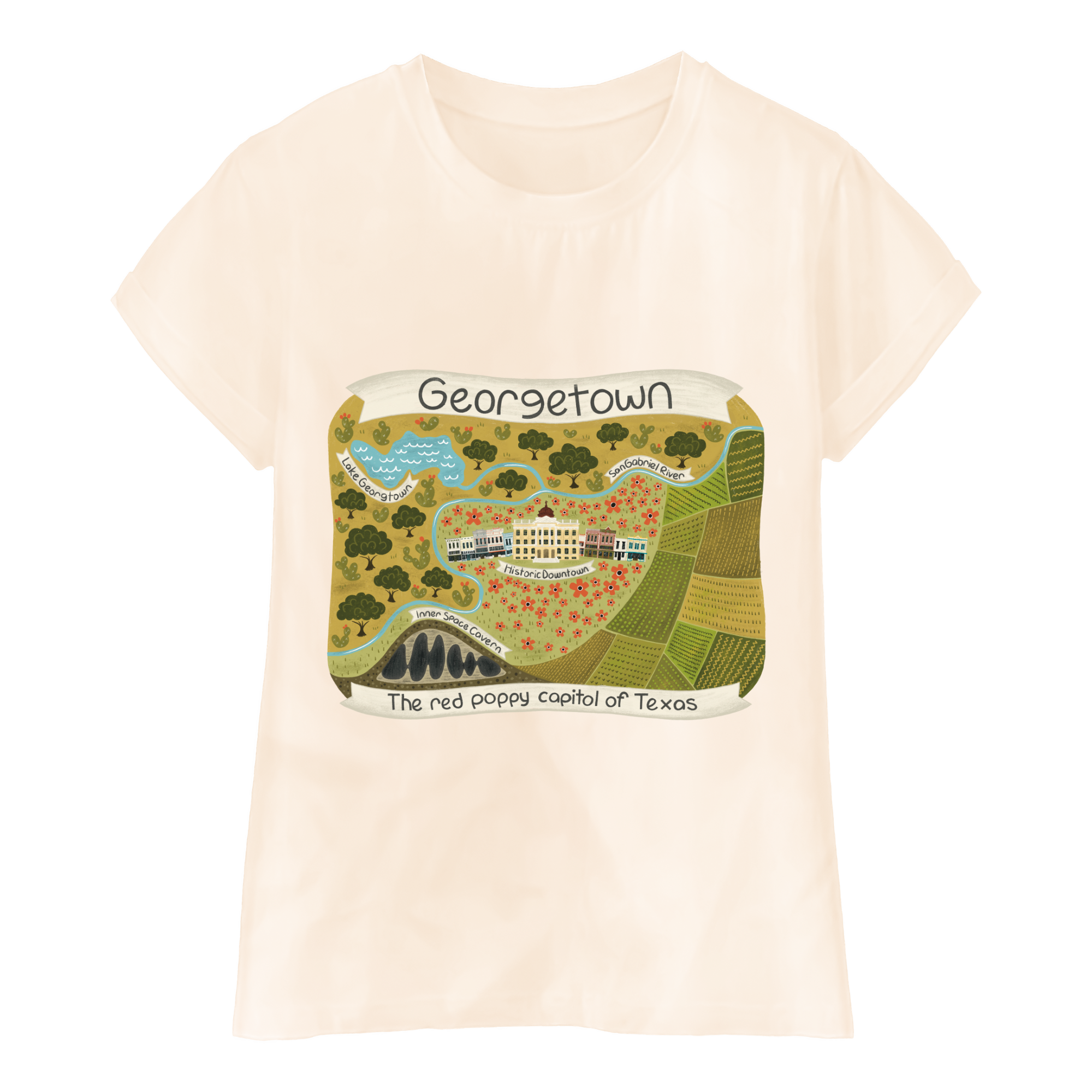 Map of Georgetown TX Tshirt