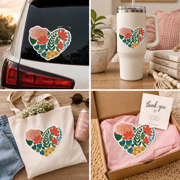 Floral Heart Sticker