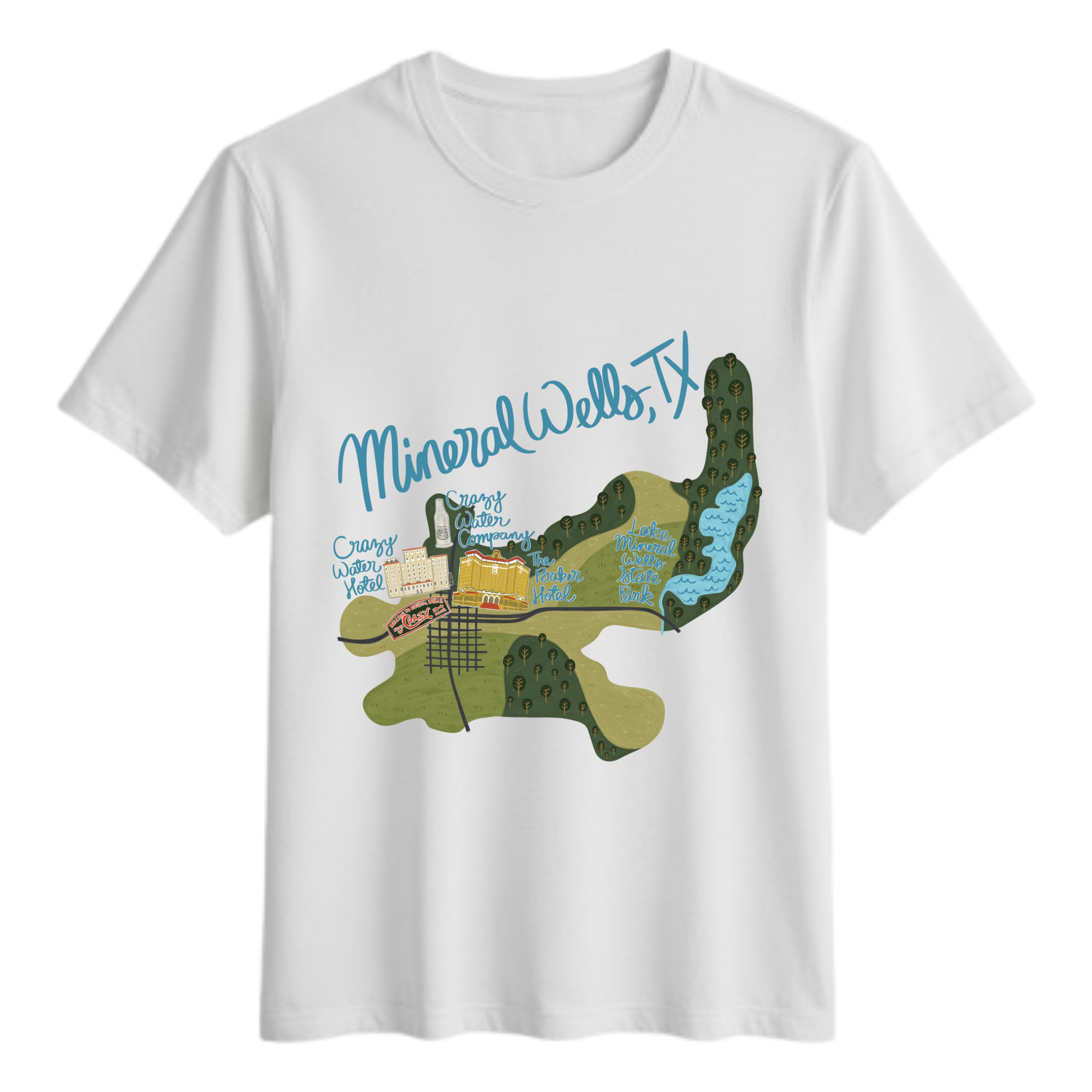 Mineral Wells, TX Map Tshirt