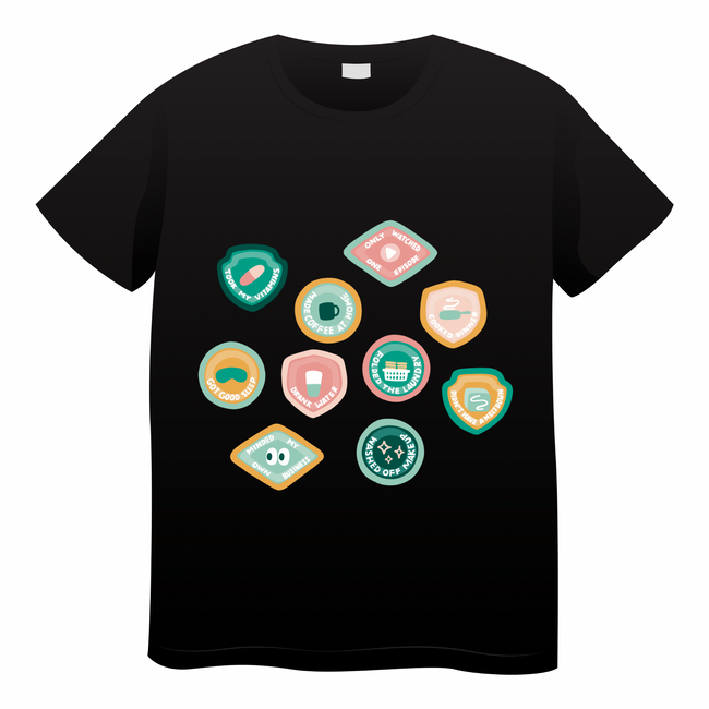 Adult Badges Tshirt- (adult) Hover Image