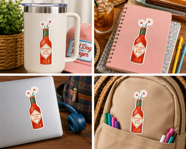 Hot Moms Love Jesus Sticker Hover Image